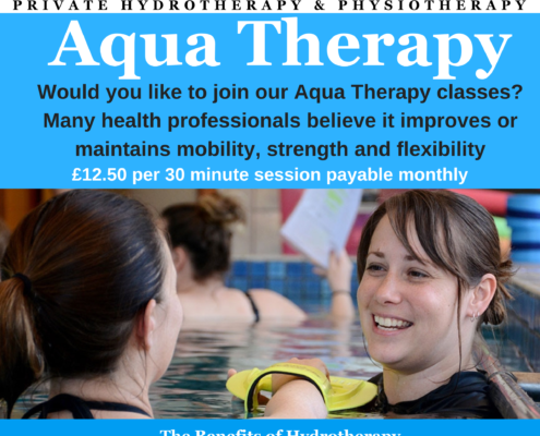 A flyer detailing information about Aqua therapy sessions.